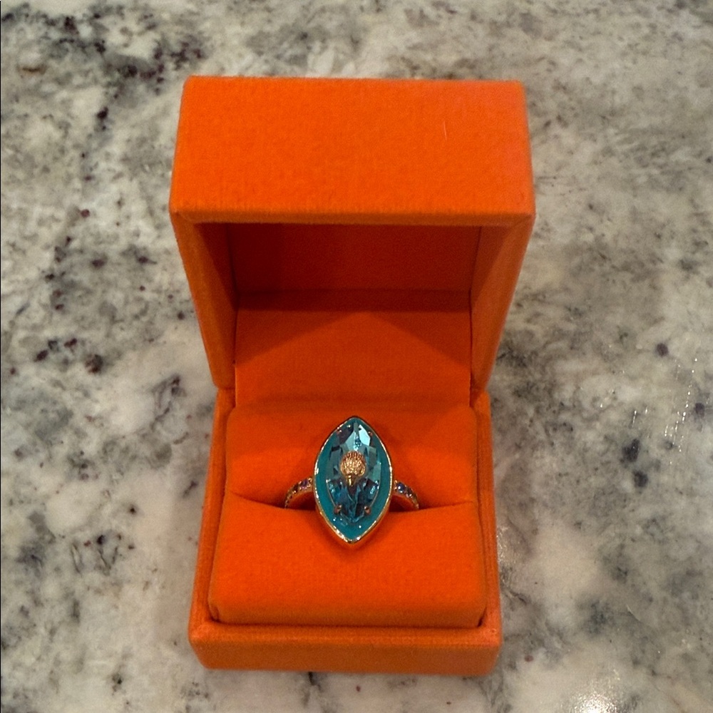Kurt Geiger Turquoise Gemstone Ring in Orange Box